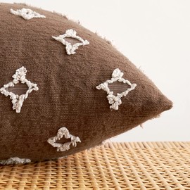 EMEMA Decorative Throw Pillow Covers Rhombic Jacquard Pillowcase Cushion Case Squarefor Couch Sofa Bed Living Room Bedroom Set of 2, 20x20 Inch, Brown