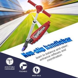 Kick Scooter for Kids, Colourful LED Light-up Scooter, Adjustable Handlebar,Includes Lights on Stem & Wheels