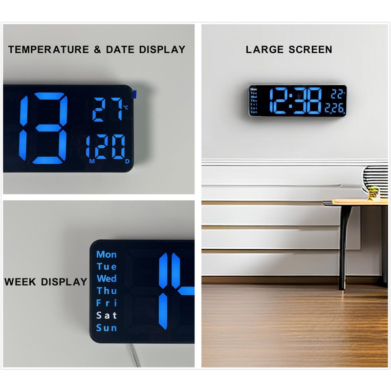 iTOMA Digital Clock, 13" Large Display LED Wall Clock for