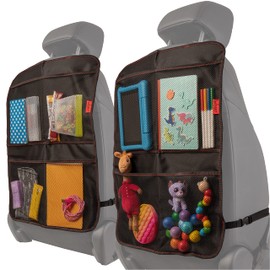 Kick Mat Car Seat Back Protectors with Odor Free, Premium Waterproof Fabric, Reinforced Corners to Prevent Sag, and 4 Mesh Pockets for Large Storage