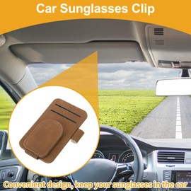 REPAIROCK Car Sunglasses Clip Magnetic Universal Sun Visor Sunglasses Holder for Car Suede Brown 11.2x7cm 1 Pcs
