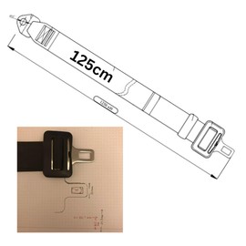 ACC Parts Sicherheitsgurt-Zunge mit verstellbarem Gurtband (bis zu 125 cm) – Ersatz für Rollstühle und Elektromobil – 21 mm Edelstahl, E & E gekennzeichnet Auto-Grade Qualität