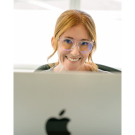 MicroVision Readers Lucinda Blue Light Blocking Glasses with NEOX Cerudur Lenses, Scratch Resistant, Reduces Eye Strain, Perfect for Office, Home, and Screen Use, Shiny Black +3.00