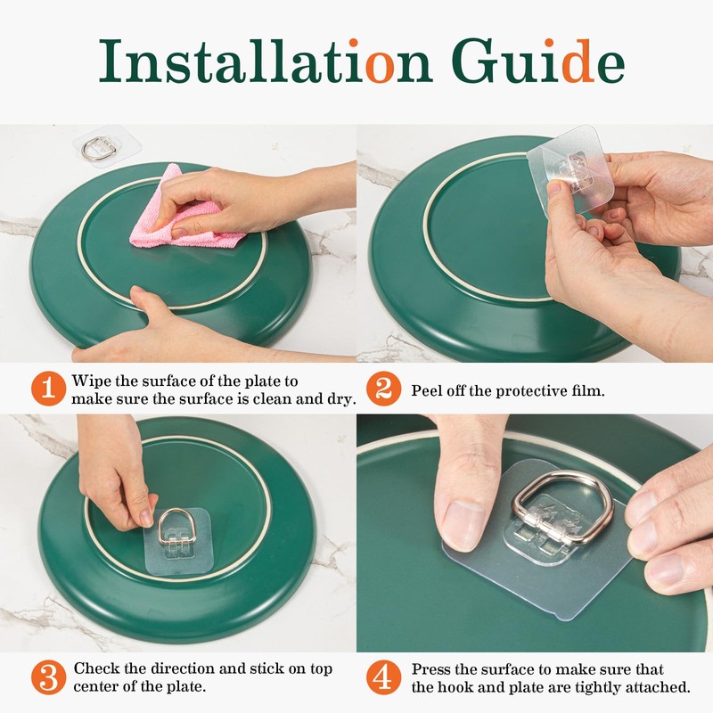 LINGTONG 20 Pack Plate Hangers for The Wall, Premium Adhesive