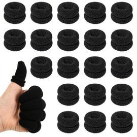 COYUN Pack of 20 Tubular Finger Guards, Breathable Finger Bob, Fingertip Protection, Stretchy, Cotton, Finger Patches, Black