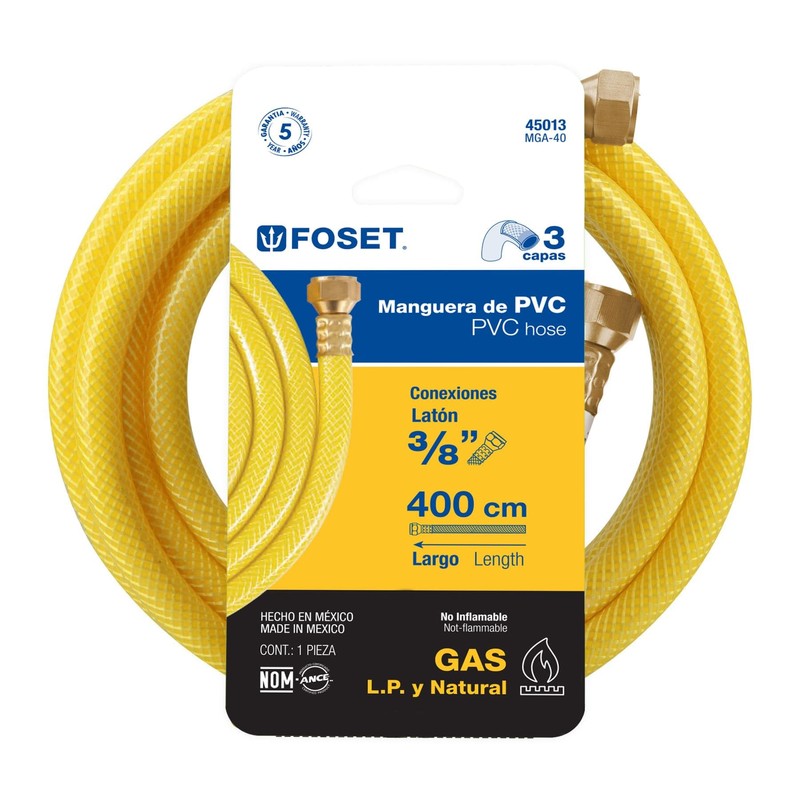 Foset MGA-40, Manguera flexible, PVC, 3/8" con conexión, 4 m