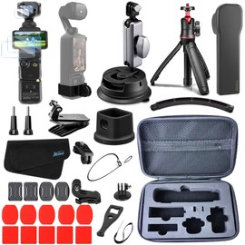 Accessory Kit for DJI Osmo Pocket 3 Tripod Selfie Stick Lens Cover Screen Protector Suction Cup Silica Gel Anti-Slip Rucksack (Kit1 for DJI Osmo Pocket3)