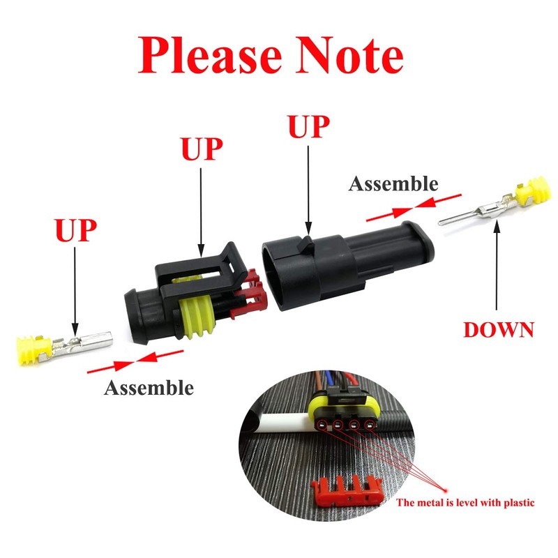 YETOR 2 pin connector kit,car way Waterproof Connector, 10 Kit