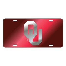 Craftique OU Oklahoma Sooners - Placa de matrícula con espejo rojo