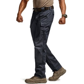 CQR Men's Flex Ripstop Tactical Pants, Water Resistant Stretch Cargo Pants, Lightweight EDC Hiking Work Pants, Marauder Operator Navy, 34W x 34L