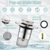 Zamety 2 x 2-in-1 Sink Plug Pop-Up, Hair Strainer Shower