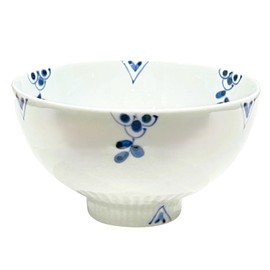 Arita Ware Rice Bowl, Hand Drawn, Cubic Zirconia Kiln, Small Flower Tip, Blue