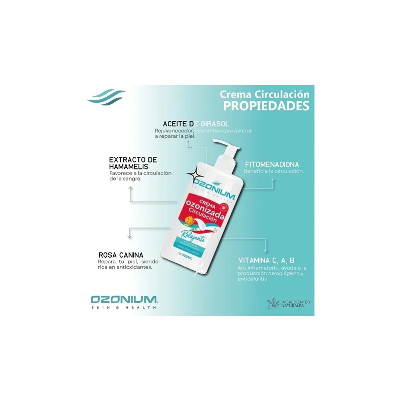 Crema Circulación Ozonizada 500ml, Ozonium Ozon006