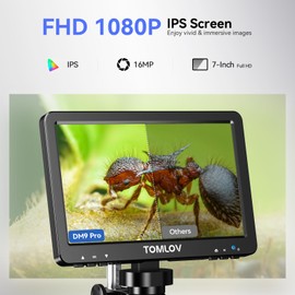 TOMLOV DM9 Pro Digital Microscope: 16MP 7" 1200X HD IPS HDMI Coin Microscope Magnifier for Full Coin View with Screen, 1080P LCD Soldering Microscopes for Adults with 10 LED Lights, PC/TV View, 32GB