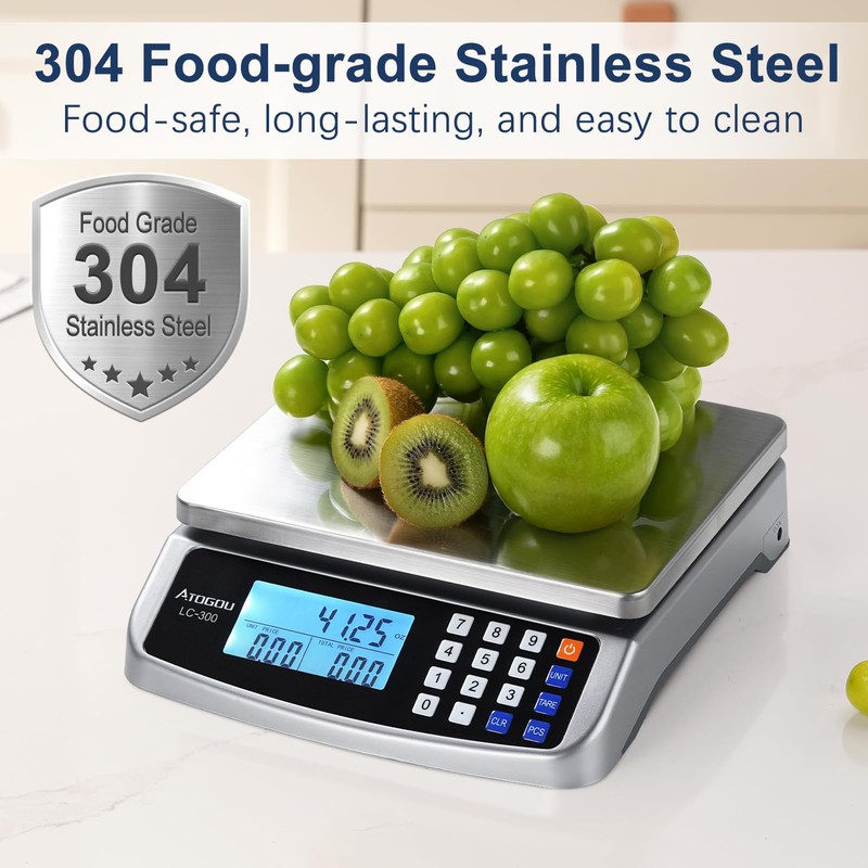 Atogou 66lb Food Scale, Commercial Kitchen Scale with Price Computing,