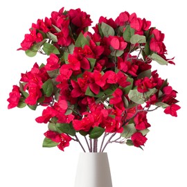 HyeFlora Bougainvillea Artificial Flowers, Faux Bougainvillea Flowers Bulk Bouquest for Vase, Fake Silk Floral 37.4 inches Long Stems for Wedding, Indoor, Outdoor Decoration (4PCS, Red)