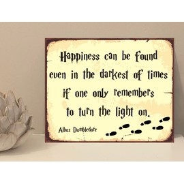 1x Happiness Can Be Found Wizard Quote Rustic Metal Plaque Sign Gift Novelty (mt799) (200mm x 150mm)