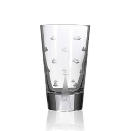 Rolf Glass UFO Mothership Highball Glass 15 ounce – Engraved Cooler Glasses – Lead-Free Glass - Etched Drinking Glass with Heavy Base – Proudly Made in the USA (Set of 4)