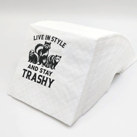 SharkBliss Funny Sarcastic Quotes Cocktail Napkins, 100 Pack Stay Trashy Skunk Raccon Opossum Funny Animal Adult Joke Wildlife Cocktail Napkins For Bachelor Birthday Party 2-Ply, 5x5" (Stay Trashy)