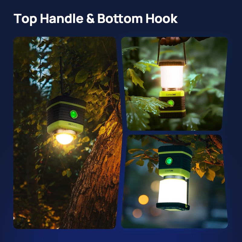 Consciot LED Battery Powered Camping Lantern, 1000LM, 4 Light Modes,