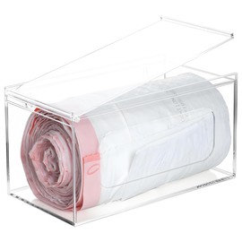 SEANADO Acrylic Trash Bag Dispenser, Wall Mount Kitchen Organizer Storage Box Holder for Garbage Bag, Grocery Bag, Plastic Shopping Bag Roll Container