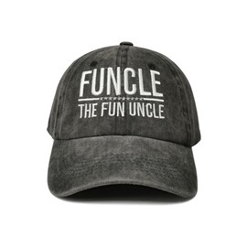 Hepandy Funcle The Fun Uncle Gorra de béisbol bordada para hombre, color negro lavado ajustable algodón bordado camionero a presión, Funcle the Fun Uncle (lavado negro), One Size, Talla Única