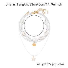 FFLaiwah Sea Shell Beaded Choker Necklace Layered Imitaion Pearl Rice Beads Shell Charm Necklaces Boho Beach Summer Ocean Vacation Hawaii Jewelry Gifts-Pink