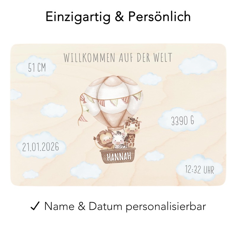 Erinnerungsbox Baby Heißluftballon personalisierte Erinnerungskiste Erinnerungsbox Geschenk zur Geburt Geburtsgeschenk