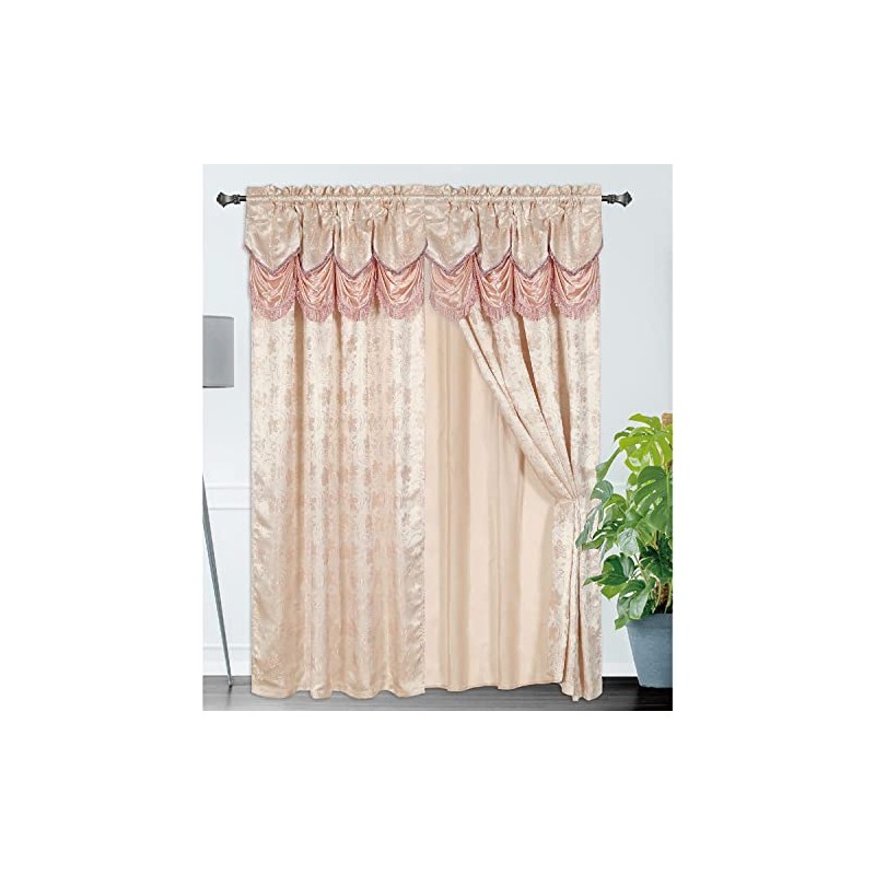 PREMIUS Devika Jacquard Rod Pocket Panel with Attached Valance and