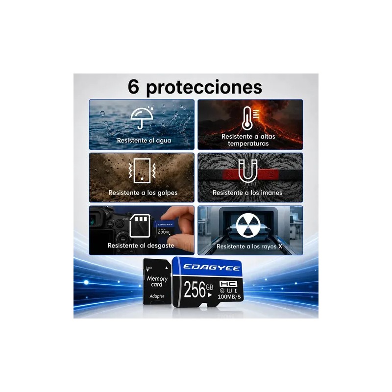 Pack 2 MicroSD EdaGyee de 256 GB Clase 10 U3