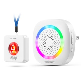 TECKNET Wireless Caregiver Pager, Wireless Call Bell for Elderly/Pregnant Woman at Home, 1 SOS Button + 1 Receiver, 500 ft Transmission, Help Alarm for Nurse Calling & Patient Assistance