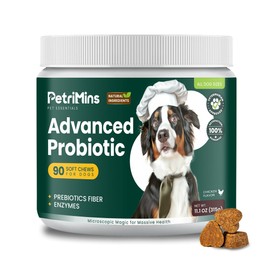 PetriMins PetriMins Advanced Probiotic for Dogs, Supports Digestive Health, Immune Health, Gut Health, Improves Nutrient Absorption - Six Strains of Probiotics - Inulin - Enzyme Blend, 90-Count, Chicken