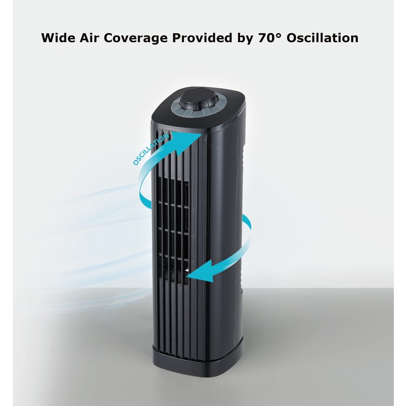 Optimus F-7348BK-F F-7348 3-Speed 50-Watt 14-in. Portable Ultra-Slim Desktop Oscillating