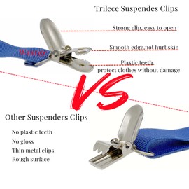 WannGe Mens Suspenders 1" Inch Elastic Adjustable Y-Back Clip-on Suspender - Sky Blue