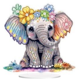 Lxmsja Diamond Art Elephant Desktop Ornaments, Special Shaped 5D Diamond Painting Kits for Adults Beginners Kids, Animals Crystal Gem Art Painting Kits for Home Table Decor Crafts Gifts