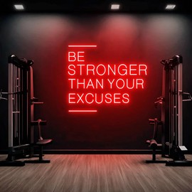 Be Stronger Than Your Excuses Sign, Large Gym Wall Neon Sign, Gym Ideas, Gym Exercise Motivational Sign, Fitness Center Decor, Office Gym Size:16"(H) X 20"(W) inches