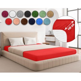 Sesto Senso Fitted Sheet 140 x 200 cm Red for Topper Terry Cloth with Elastic Band 100% Cotton