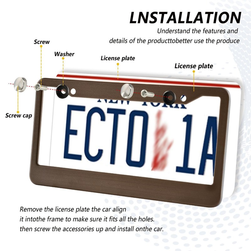 Msyxl 2PCS License Plate Frame Brown Blurred Rust-Proof Aluminum License