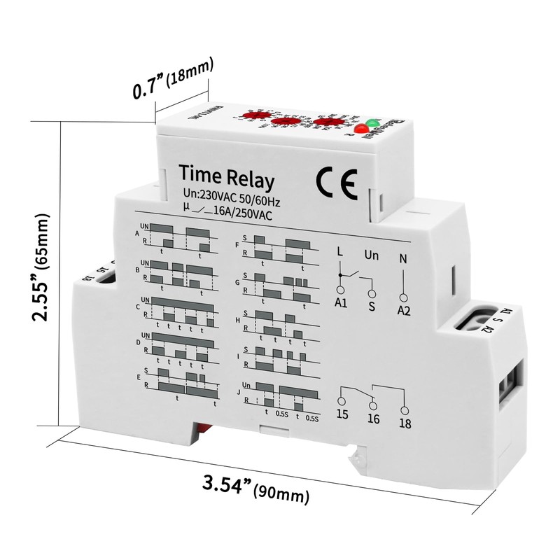 Delay Time Relay, GRT8-M1 AC DC 12V, 24V, 120V, 16A