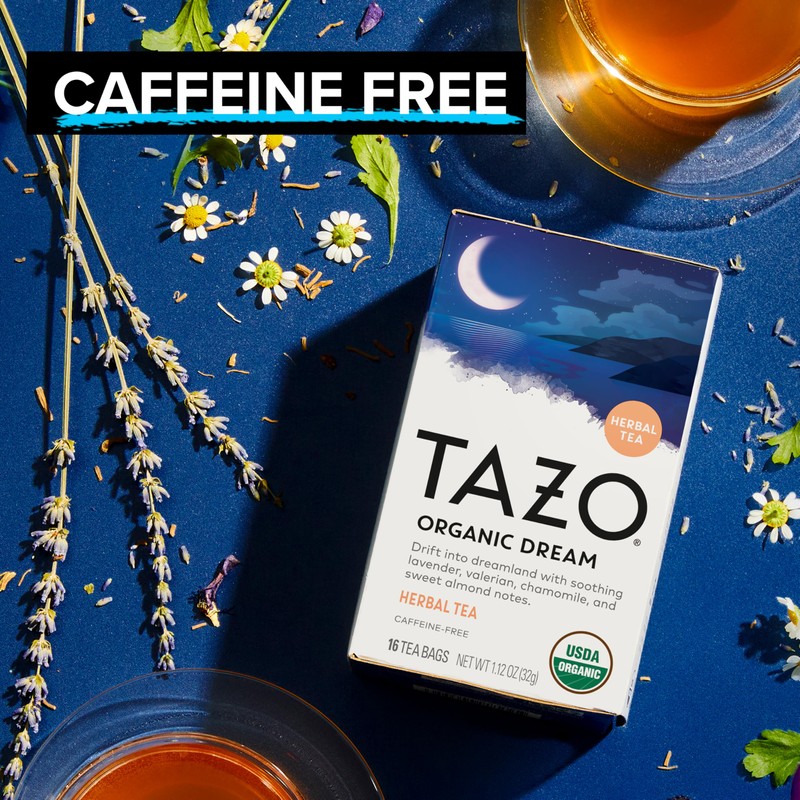 TAZO Organic DREAM Herbal Tea Bags, Caffeine-Free Bedtime Tea, Relaxing