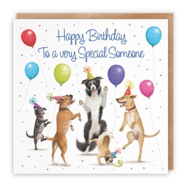 Hunts England Special Someone Birthday Card For Him/Her - Dancing Dogs - Men's/Women's Birthday Card For Someone Special, Friend, Family Relation, etc. - Milo's Gallery - Funny