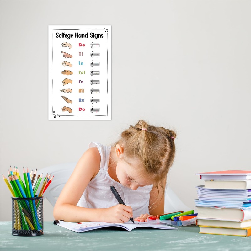 Skin Tones Hands Sign Poster, 16"x24" Music Classroom Print, Piano