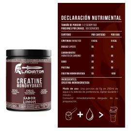 Creatina Monohidratada 500g Gladiator En Polvo