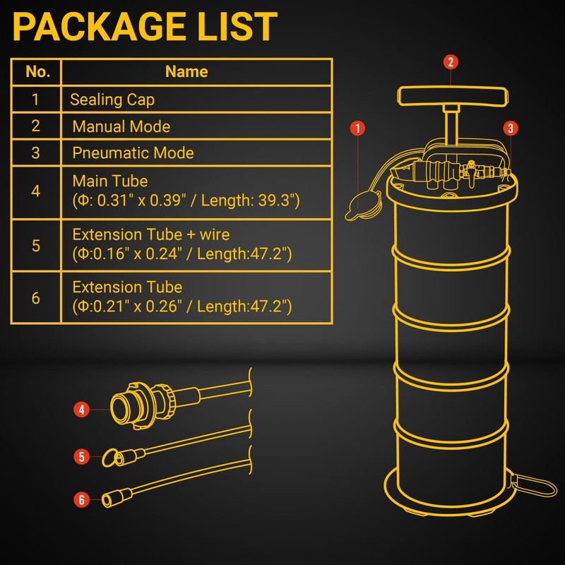 CENFORGE 6.5L Pneumatic/Manual Vacuum Oil Extractor Pump, Fluid Extractor Pump,