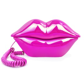 TelPal Corded Landline Phones for Home, Funny Novelty Lip Phone Gift, Wired Mouth Telephone Real Landline Home Office Telephones Furniture Decor (Rose)
