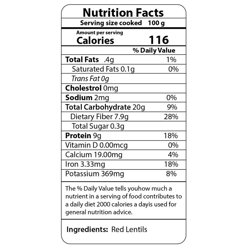 Organic Red Split Lentils aka Masoor Dal low calories rich