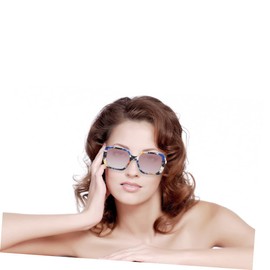 Beavorty Fashionable Sunglasses with Pearl Decoration for Women Durable Blue Floral Frame and Tea Color Lens for Outdoor Use for Summer Festivals