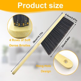 2 Pcs Hand Broom Brush, Wooden Handle Soft Bristle Cleaning Dust Brush，for Furniture, Bed, Car, Bench, Crevice Cleans, Sofa, Fireplace, Clothes (Straight Handle)