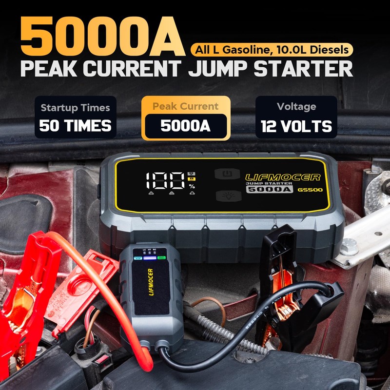 LIFMOCER GS500 Car Jump Starter - 5000A Car Battery Jump