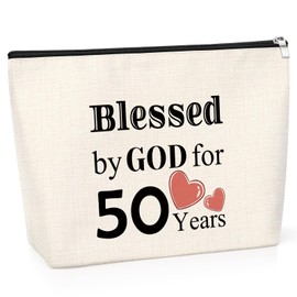 50th Birthday Gift 50th Birthday Gifts for Wife Mom Makeup Bag Happy 50 Years Old Gift for Grandma 50th Birthday Gift for Women Mothers Day for Women Mother Sister Friend Coworker